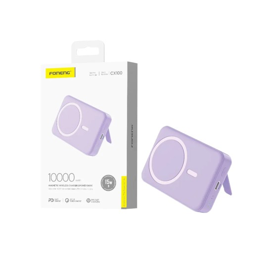 Foneng Wireless Magnetic Power Bank CX100 10000mAh Purple